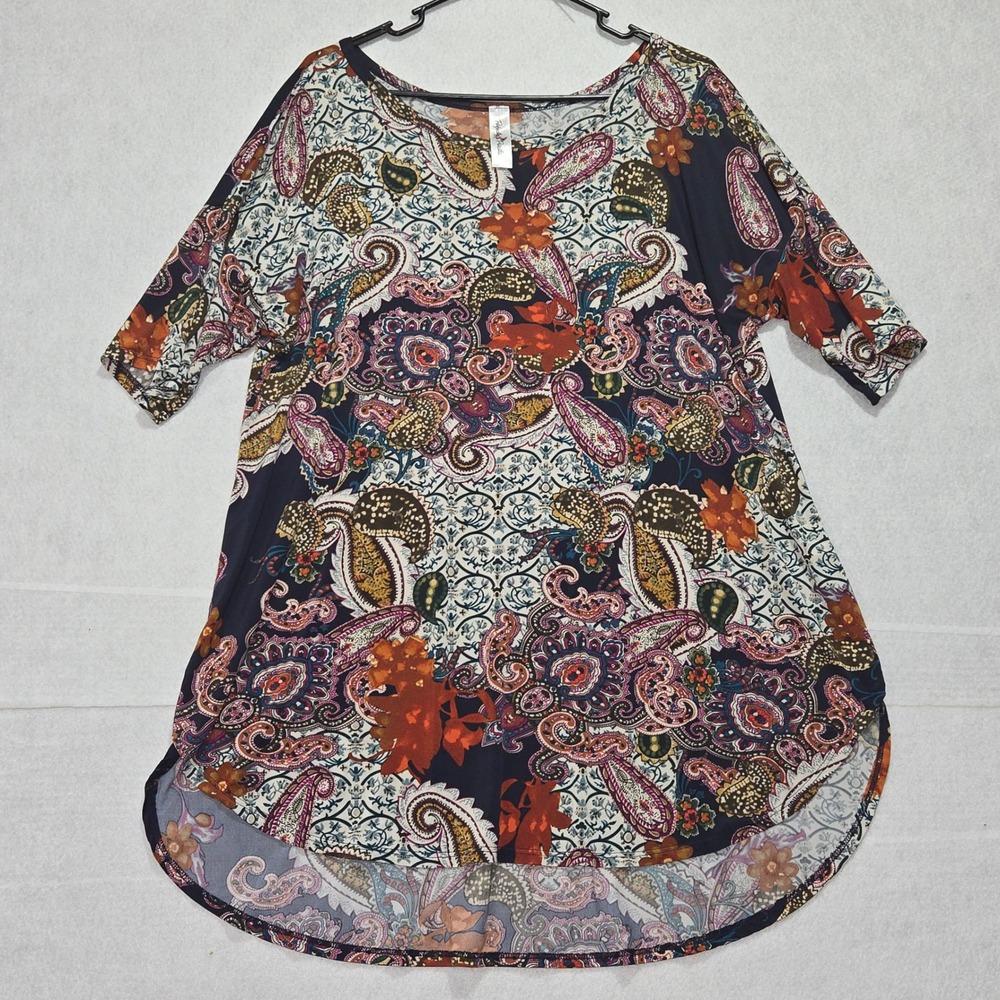 L#22 Perfectly Priscilla Women's XL Paisley Print‎ Tunic Top 3/4 Sleeve